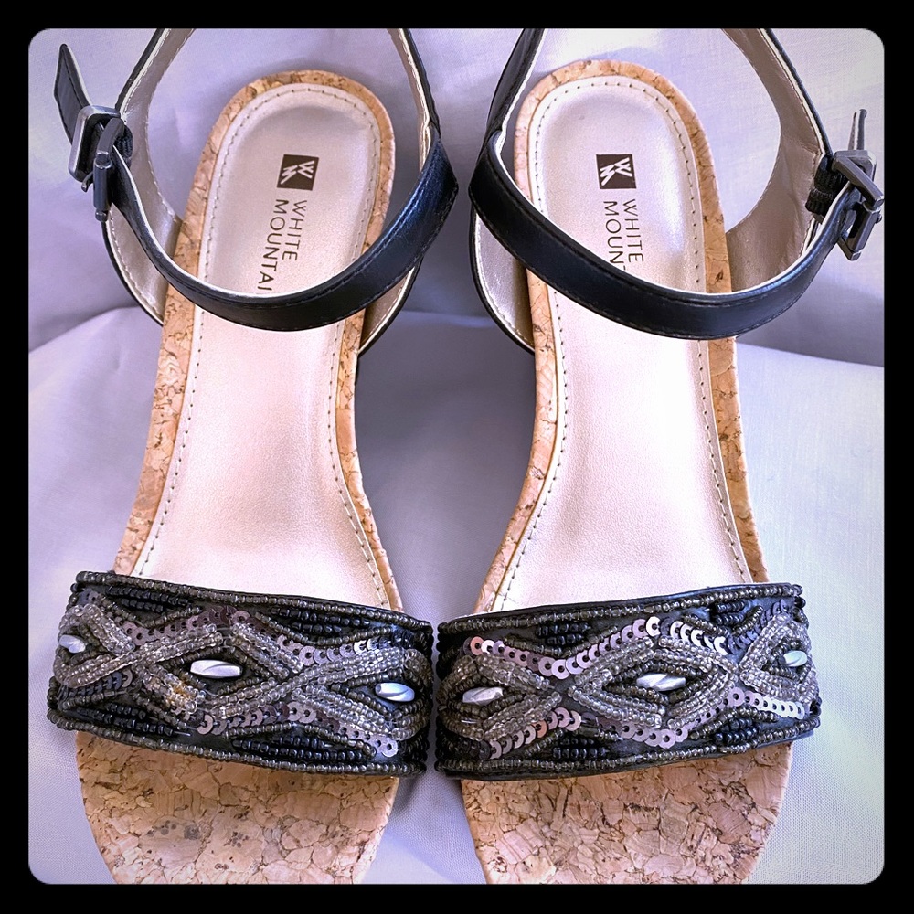 Brand new size 6 black beadings 3.5” wedge